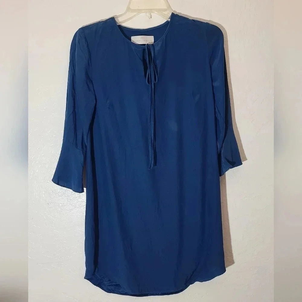 Amanda Uprichard | Blue Silk Shirt Dress Sz P